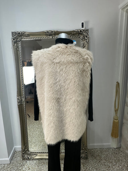 Malissa J Cream Faux Fur Gilet With Toggle Fastening One Size