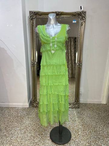 Port Silky Ruffle Layer Midi Dress