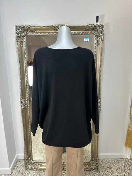 Malissa J Black Sparkle Scoop Neck Knit One Size