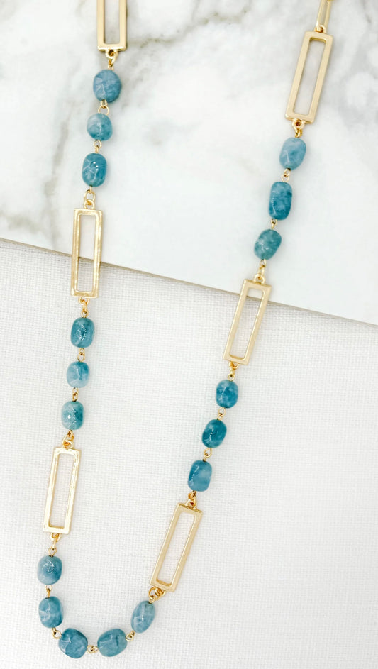 Envy Gold Necklace with Blue Polished Stones Style 4321/N/N