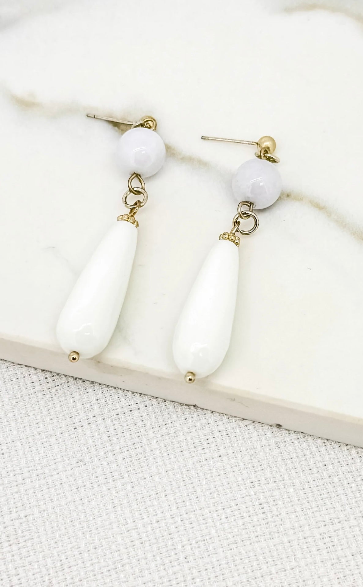 Envy White Dropper Earrings Style 3632/E/F