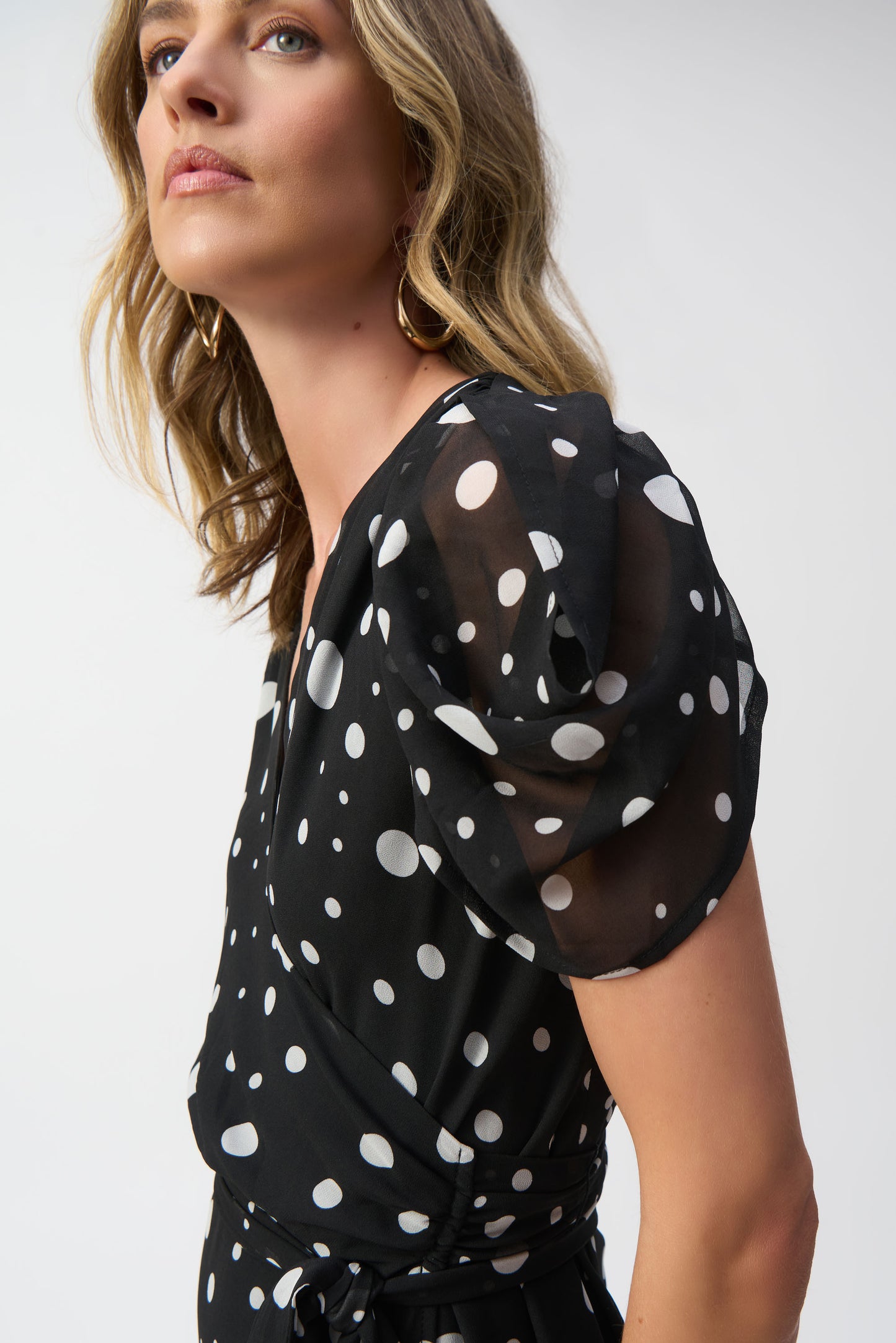 Joseph Ribkoff Chiffon Dot Print Wrap Dress
251907 S/S 2025