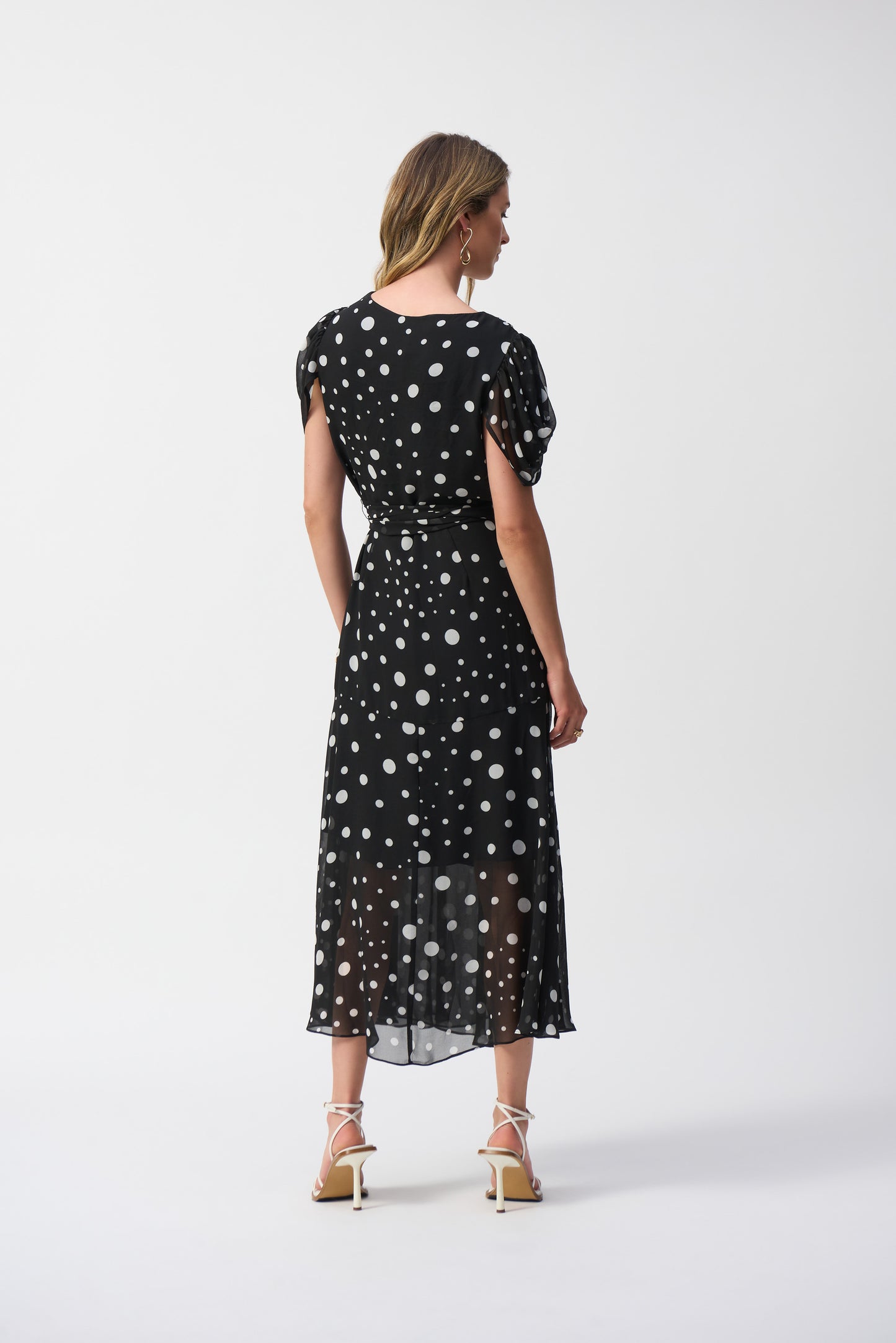 Joseph Ribkoff Chiffon Dot Print Wrap Dress
251907 S/S 2025