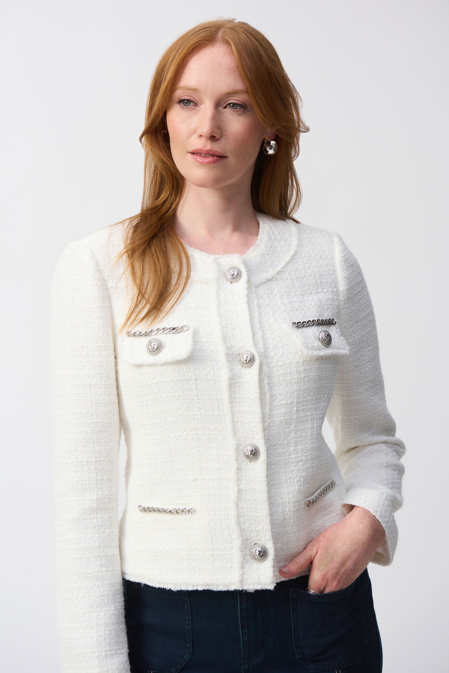 Joseph Ribkoff Bouclé Jacket with Chain Detail
251972 S/S 2025