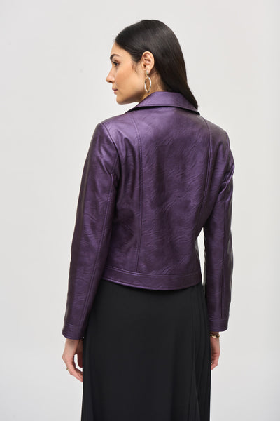 Joseph Ribkoff Metallic Faux Leather Biker Jacket
234902F24 in Blackcurrant A/W 24