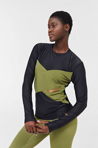 I-envy sport Petra Long sleeve top - Khaki Green