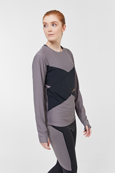 I-envy sport Petra Long sleeve top - Mauve grey